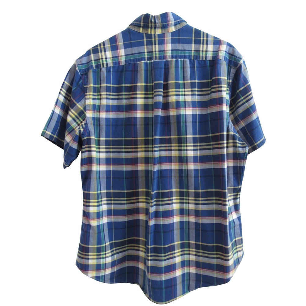 Ralph Lauren Mens 2XL Slim Fit Short Sleeve Plaid Button Down Shirt Blue Yellow - Picture 5 of 8